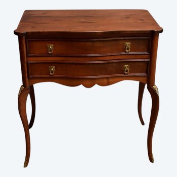 Small Louis XV style chest of drawers, called "Perruquière", in cherry wood - Early XXth century