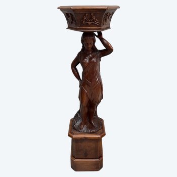 Sculpture in Chestnut forming a planter - End of XIXth century