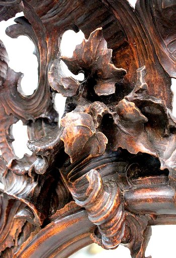 Solid walnut Rocaille mirror, Louis XV style - 1900