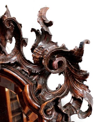Solid walnut Rocaille mirror, Louis XV style - 1900