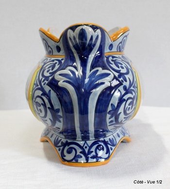 Earthenware planter with polychrome decorations - Early 20th century