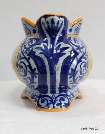 Earthenware planter with polychrome decorations - Early 20th century