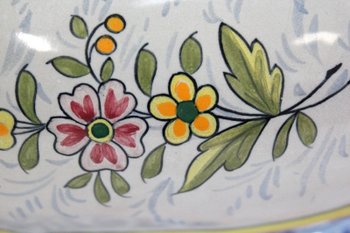 Earthenware planter with polychrome decorations - Early 20th century