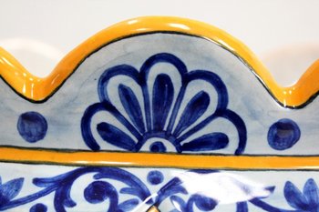 Earthenware planter with polychrome decorations - Early 20th century