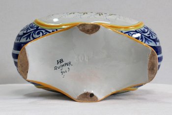 Earthenware planter with polychrome decorations - Early 20th century