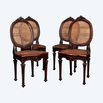 Suite De 4 Chaises Travail Italien Epoque XVIIIème