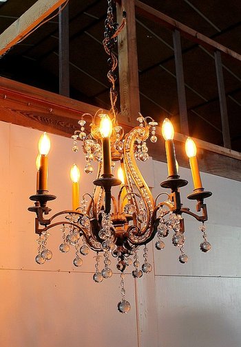 Bronze Half Cage Chandelier - End of XIXth century