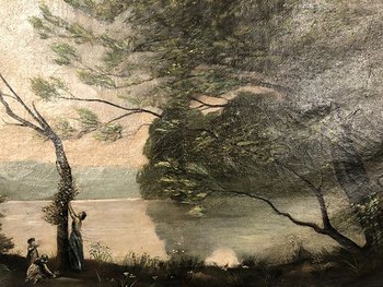 After Jean-Baptiste Camille Corot "Souvenir de Mortefontaine", oil on canvas early XXth century