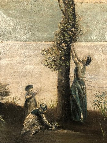 After Jean-Baptiste Camille Corot "Souvenir de Mortefontaine", oil on canvas early XXth century