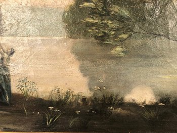 After Jean-Baptiste Camille Corot "Souvenir de Mortefontaine", oil on canvas early XXth century
