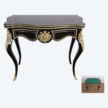 Table à Jeux en Bois noirci, époque Napoléon III – Milieu XIXe