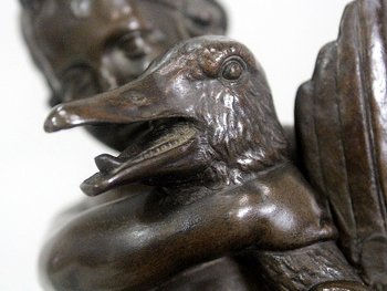 Bronzo di Putto che regge un'oca, di A. Collas - XIX secolo