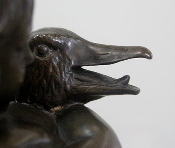 Bronzo di Putto che regge un'oca, di A. Collas - XIX secolo