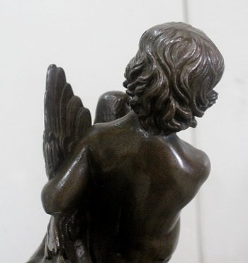 Bronzo di Putto che regge un'oca, di A. Collas - XIX secolo