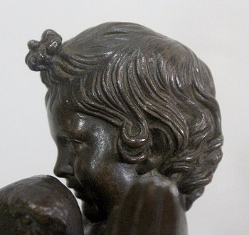Bronzo di Putto che regge un'oca, di A. Collas - XIX secolo
