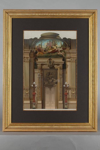 Lithographies "Grand foyer de l'Opéra de Paris",  pour "Le nouvel Opera de Paris", XIXe siècle