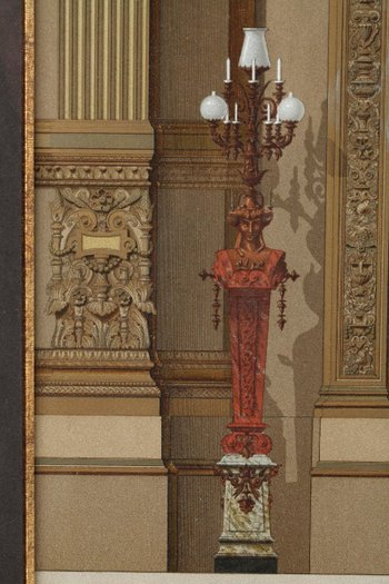 Lithographies "Grand foyer de l'Opéra de Paris",  pour "Le nouvel Opera de Paris", XIXe siècle