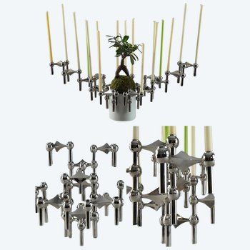 Set Of 15 Modular Candlestick And Jardiniere By Nagel