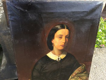 Porträt einer Frau mit einem Buch.1860