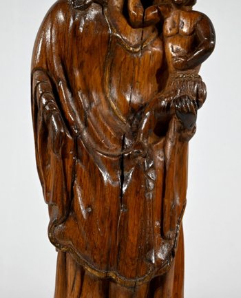 Scultura in Legno di Ulivo "Madonna col Bambino" - Fine XIX secolo