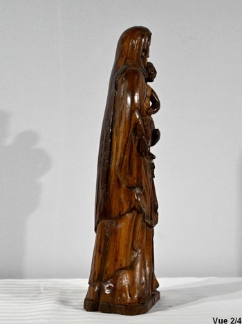 Scultura in Legno di Ulivo "Madonna col Bambino" - Fine XIX secolo