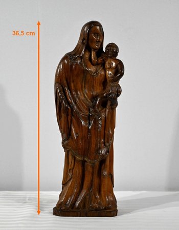 Scultura in Legno di Ulivo "Madonna col Bambino" - Fine XIX secolo