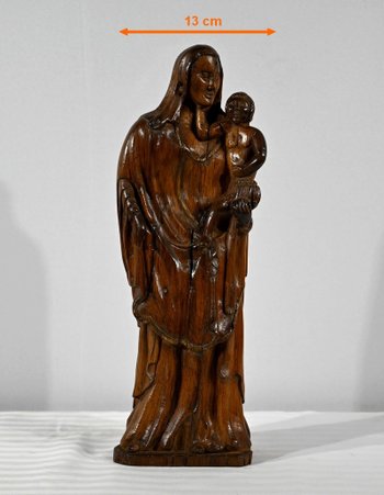 Scultura in Legno di Ulivo "Madonna col Bambino" - Fine XIX secolo