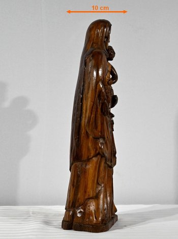Scultura in Legno di Ulivo "Madonna col Bambino" - Fine XIX secolo