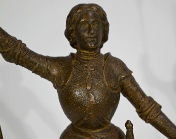Spelter von Jeanne d'Arc Victorious, signiert A. Foulon - Ende des 19. Jahrhunderts