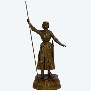 Spelter von Jeanne d'Arc Victorious, signiert A. Foulon - Ende des 19. Jahrhunderts