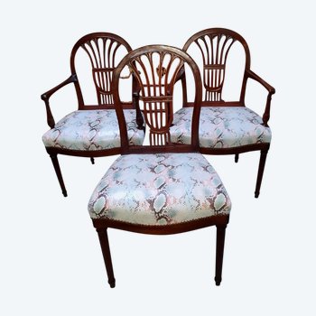 Paire De Fauteuils Et Chaise Estampillée Henri Jacob - Époque :  Louis XVI