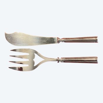Beautiful silver metal fish serving set from Maison Christofle, late 19th century
