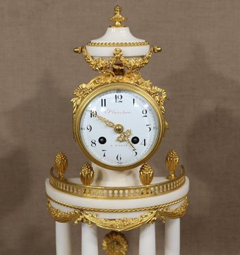 Marble and Gilt Bronze Pendulum, Maison Planchon, Louis XVI – 19th century style