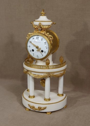 Marble and Gilt Bronze Pendulum, Maison Planchon, Louis XVI – 19th century style