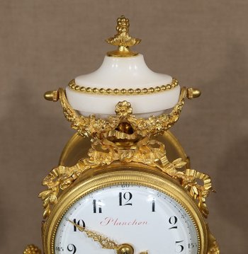 Marble and Gilt Bronze Pendulum, Maison Planchon, Louis XVI – 19th century style