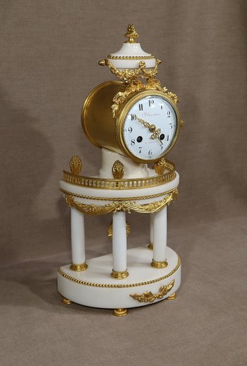 Marble and Gilt Bronze Pendulum, Maison Planchon, Louis XVI – 19th century style