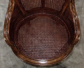 Office armchair in solid beech, Louis XVI style - 1900