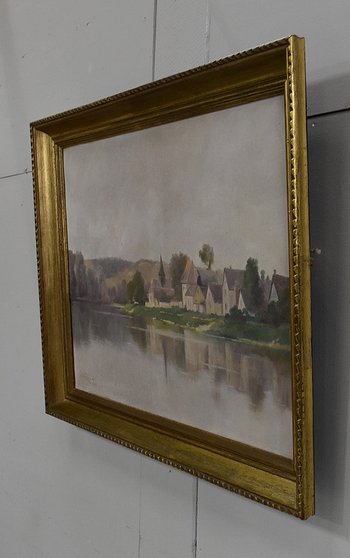 Painting on Canvas with Golden Frame, by A. Delahogue – 1892