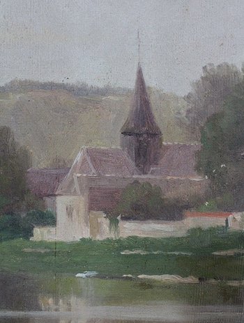 Painting on Canvas with Golden Frame, by A. Delahogue – 1892