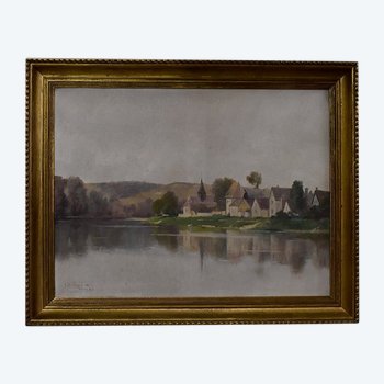 Painting on Canvas with Golden Frame, by A. Delahogue – 1892