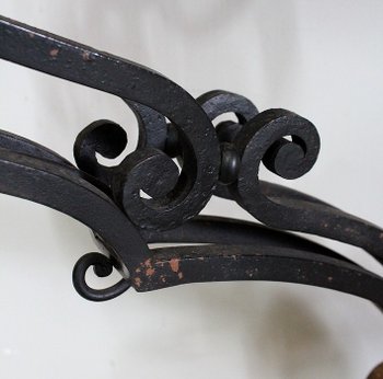Consolle da parete in marmo e ferro battuto, spirito Rocaille – 1940 / 1950
