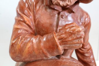 Busto in terracotta "Pescatore al timone", di L. Morice - Fine XIX secolo