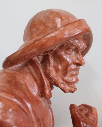 Busto in terracotta "Pescatore al timone", di L. Morice - Fine XIX secolo