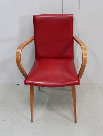 Fauteuil en Hêtre, goût Baumann – 1950 / 1960