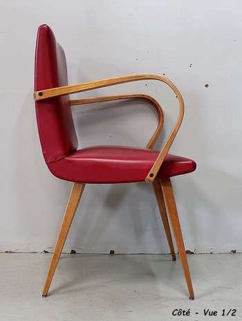 Fauteuil en Hêtre, goût Baumann – 1950 / 1960