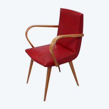 Fauteuil en Hêtre, goût Baumann – 1950 / 1960