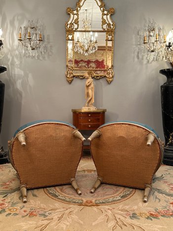 Large Pair Of Louis XVI Style Armchairs XIXth Century Around 1860