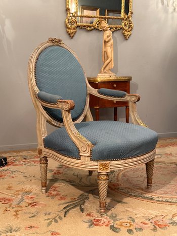 Large Pair Of Louis XVI Style Armchairs XIXth Century Around 1860