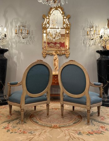 Large Pair Of Louis XVI Style Armchairs XIXth Century Around 1860