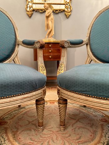 Large Pair Of Louis XVI Style Armchairs XIXth Century Around 1860